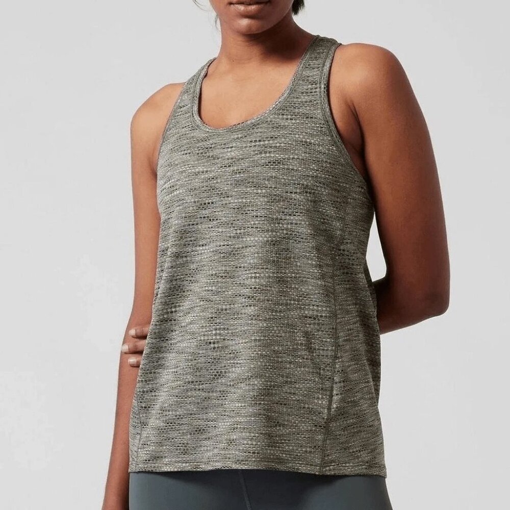 Athleta Ultimate Scoop Mesh Tank Top Workout‎ Gym Spacedye Mesh Olive Women S